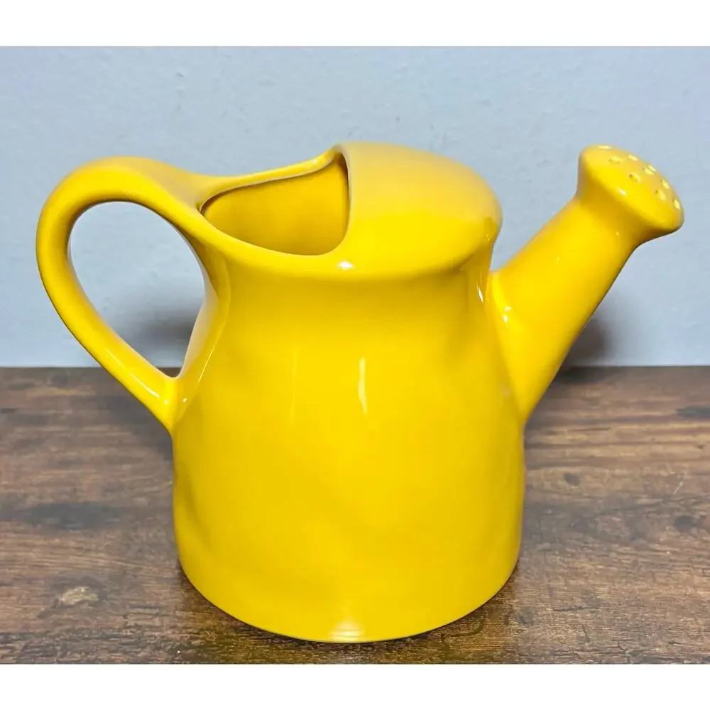 Rae Dunn Yellow 6” Ceramic “Shine” Water Pitcher Plant Watering Can Retired